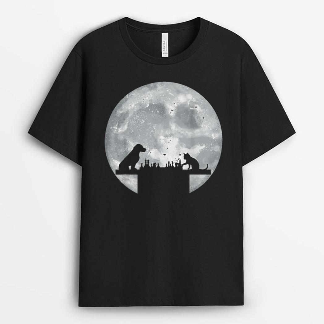 Funny Dog And Cat Chess Game Animal Chess Player T-Shirt