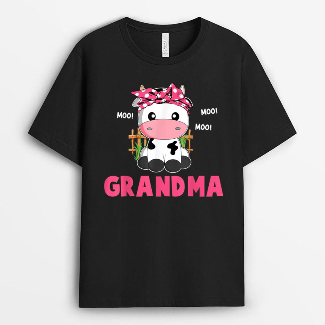 Funny Grandma Cow Cute Cow Farmer Birthday Matching Family T-Shirt