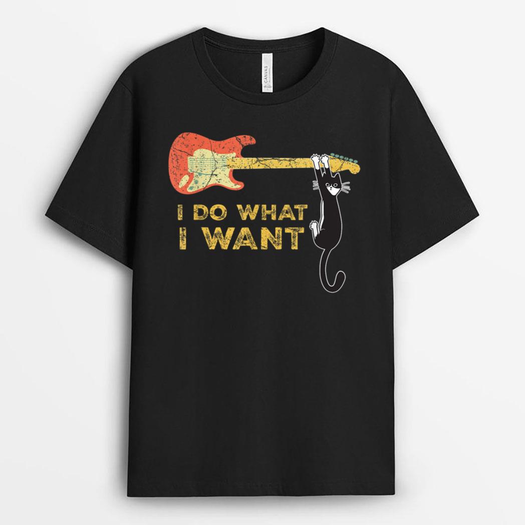 Funny Guitar Lover gifts, Retro I do what I want with my cat T-Shirt