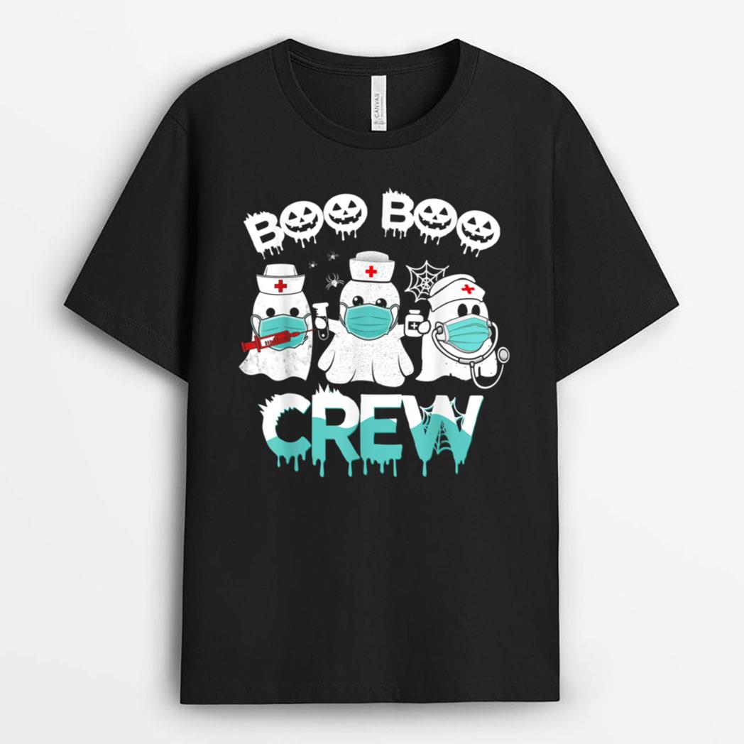 Funny Halloween Boo boo Crew Nurse Ghost Costume Matching T-Shirt