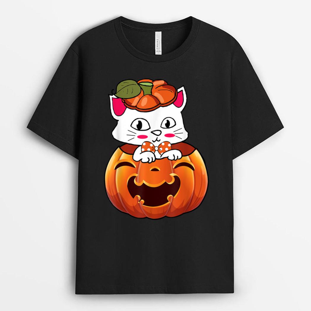 Funny Halloween Jack-O-Lantern Pumpkin Cat Gifts T-Shirt