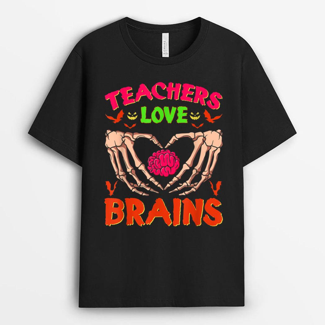 Funny Halloween Math Science Teachers Love Brains T-Shirt