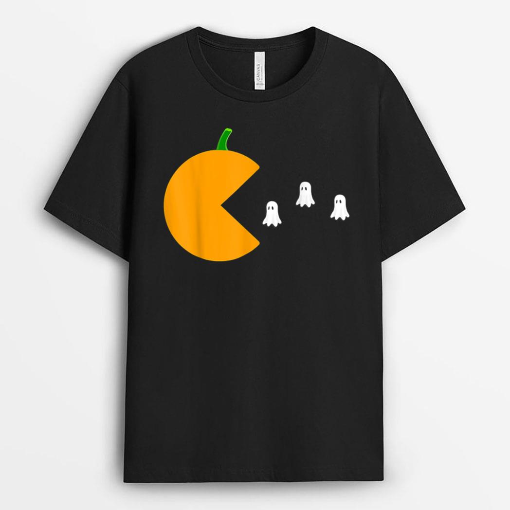 Funny Halloween Pumpkin Eating Ghost Gamer Ver 1 T-Shirt