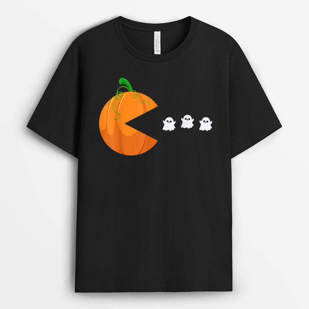 Funny Halloween Pumpkin Eating Ghosts T-Shirt