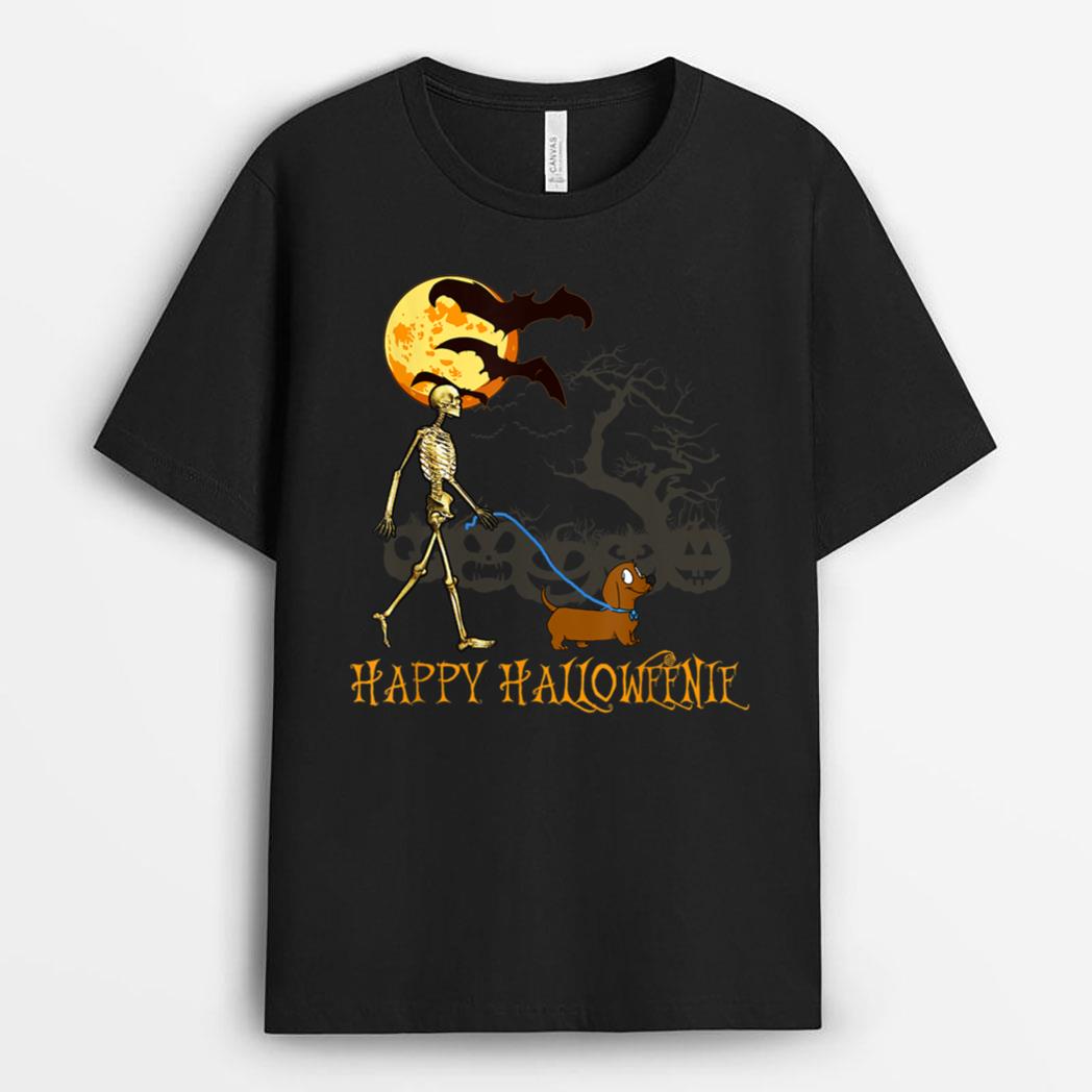 Funny Happy Halloweenie Dachshund Halloween Dog Lover Gifts T-Shirt