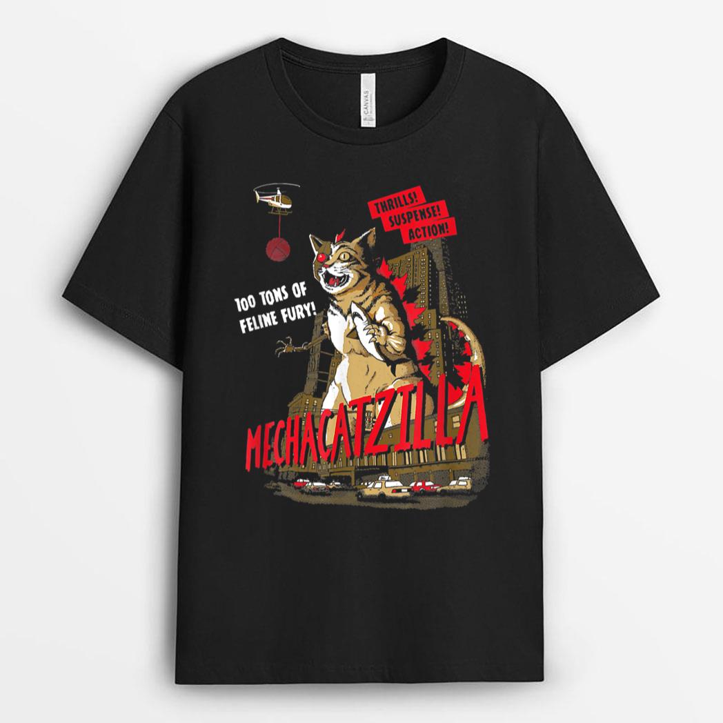 Funny Mecha Catzilla Cat Costume Halloween T-Shirt