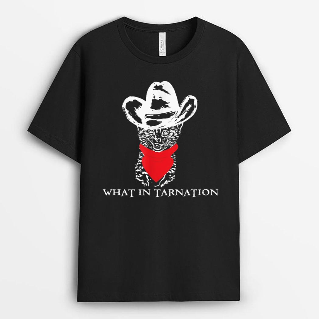 Funny Meme What In Tarnation Cat Cowboy Hat T-Shirt