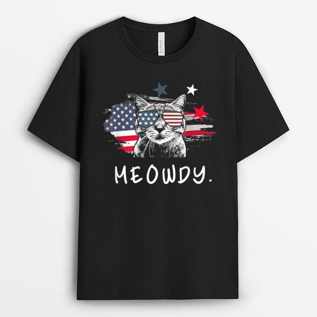 Funny Meowdy Cat Shirt Cat America Meowica Cat T-Shirt