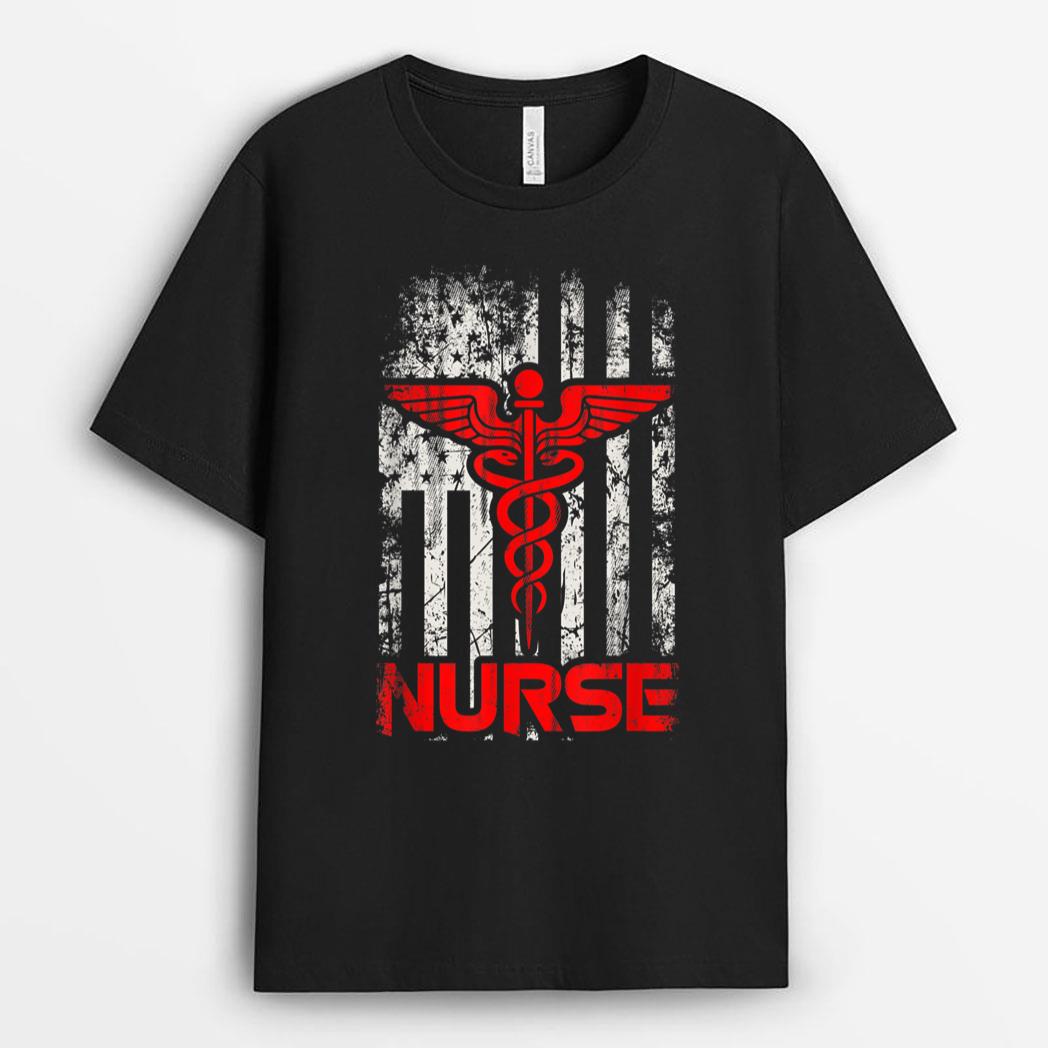 Funny Nurse American Flag Nurse Day Gift Idea T-Shirt