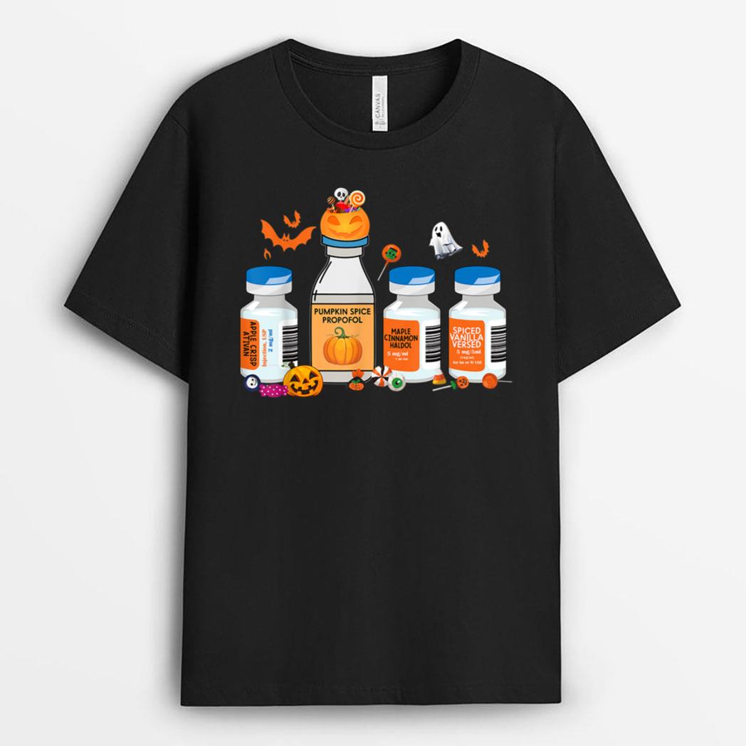 Funny Nurse Halloween Pumpkin Spice Propofol Ativan Haldol Ver 1 T-Shirt