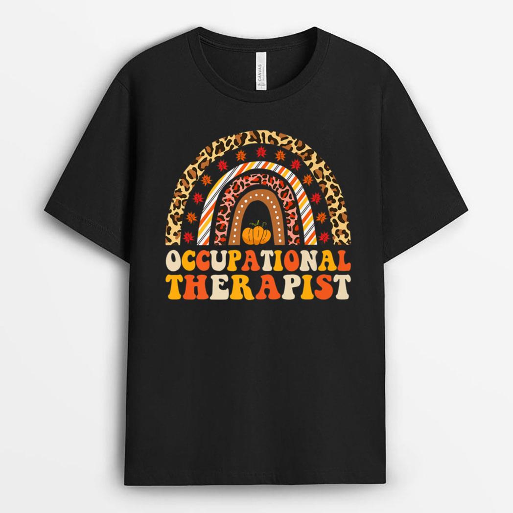 Funny Occupational Therapy Pumpkin Autumn Tree Fall Leaves T-Shirt