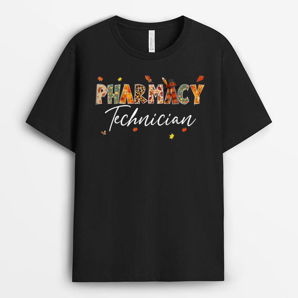 Funny Pharmacy Technician Pumpkin Autumn Tree Fall Leaves T-Shirt