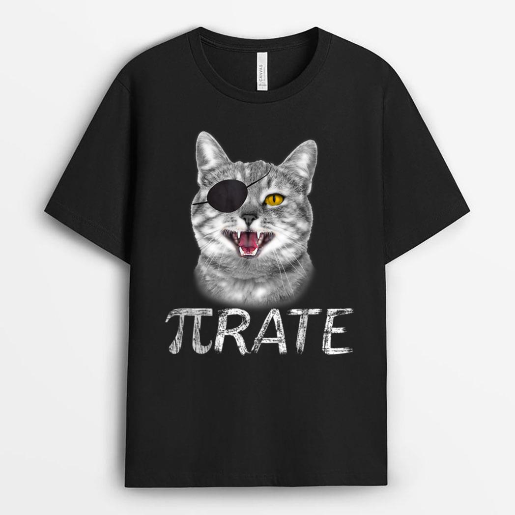 Funny Pi Day Math Science Cat Pirate T-Shirt