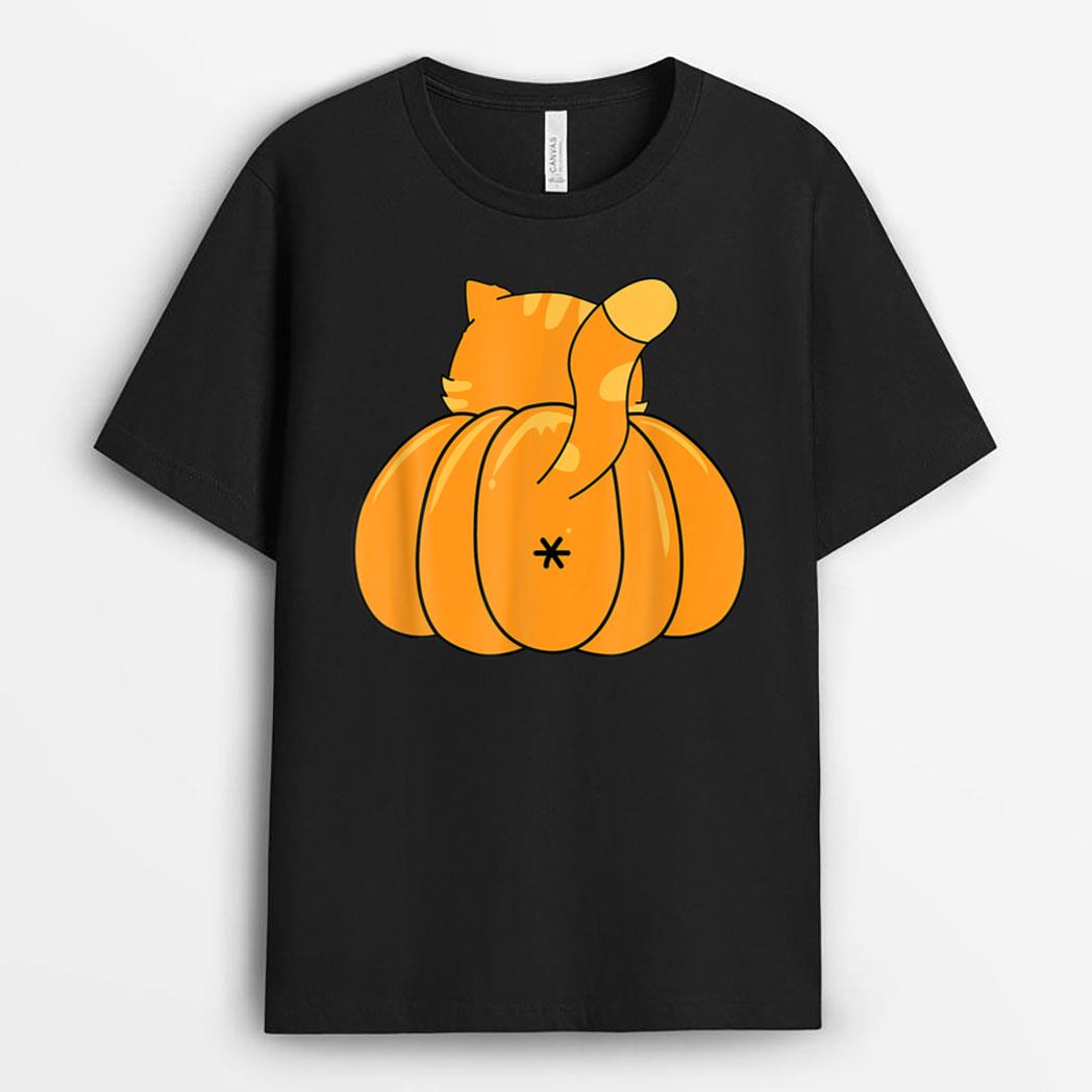 Funny Pumpkin Cat Btt Halloween Ee T-Shirt