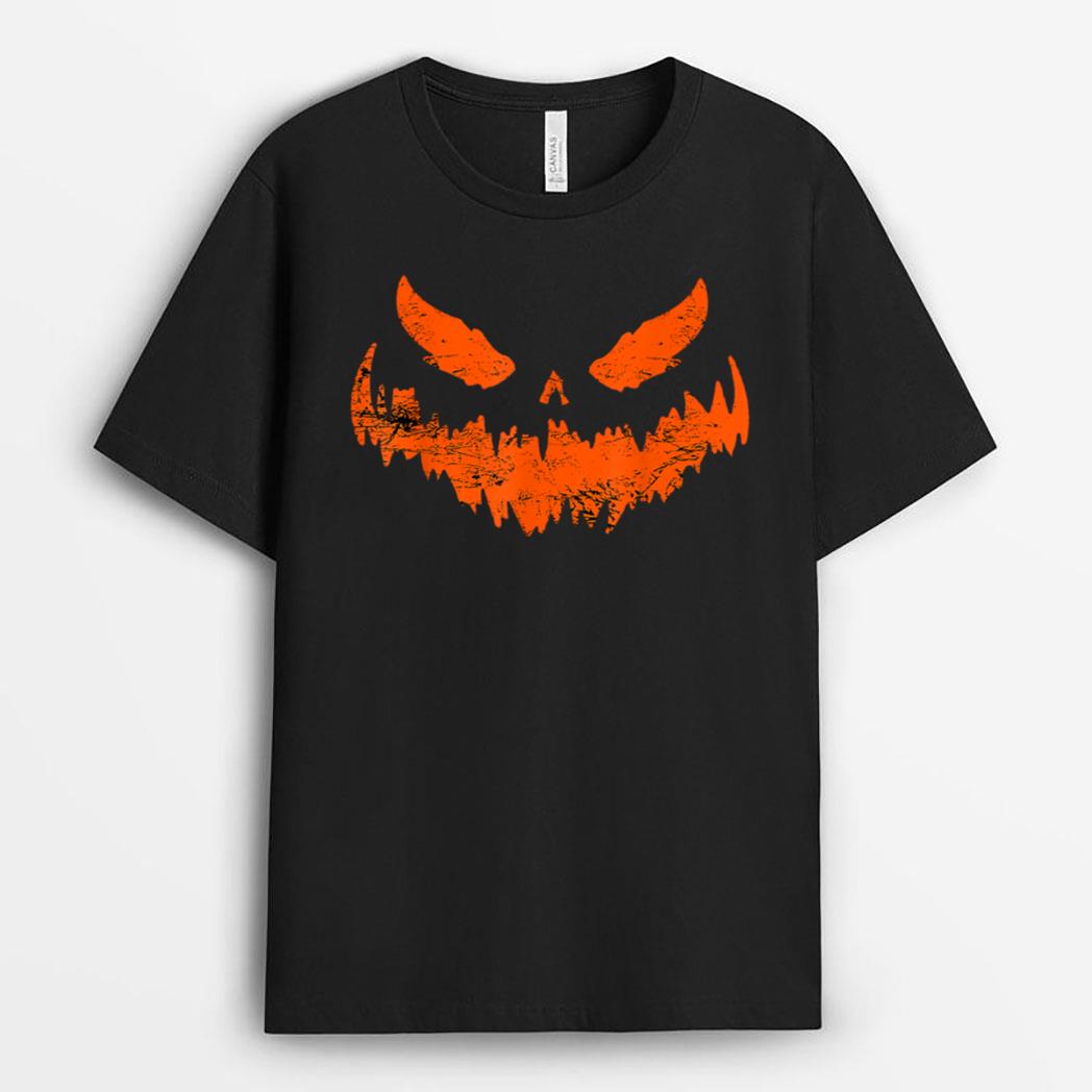 Funny Pumpkin Jack O Lantern Scary Pumpkin Face Halloween T-Shirt