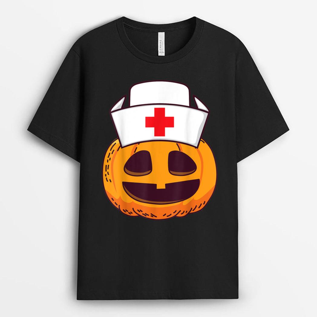 Funny Pumpkin Nurse Doctors Halloween Costume T-Shirt