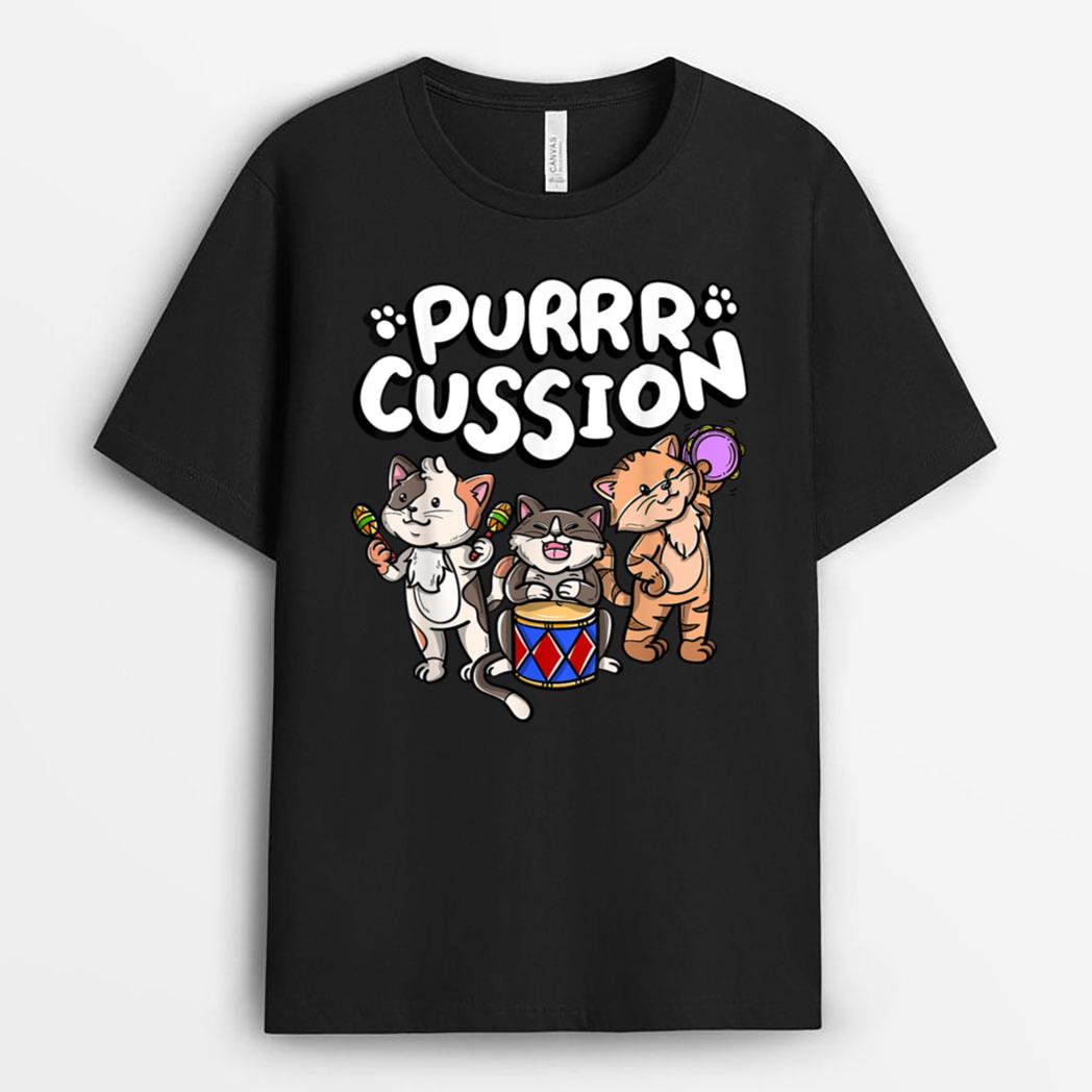 Funny Purrr Cussion Kitty Cat Percussion Player Music T-Shirt