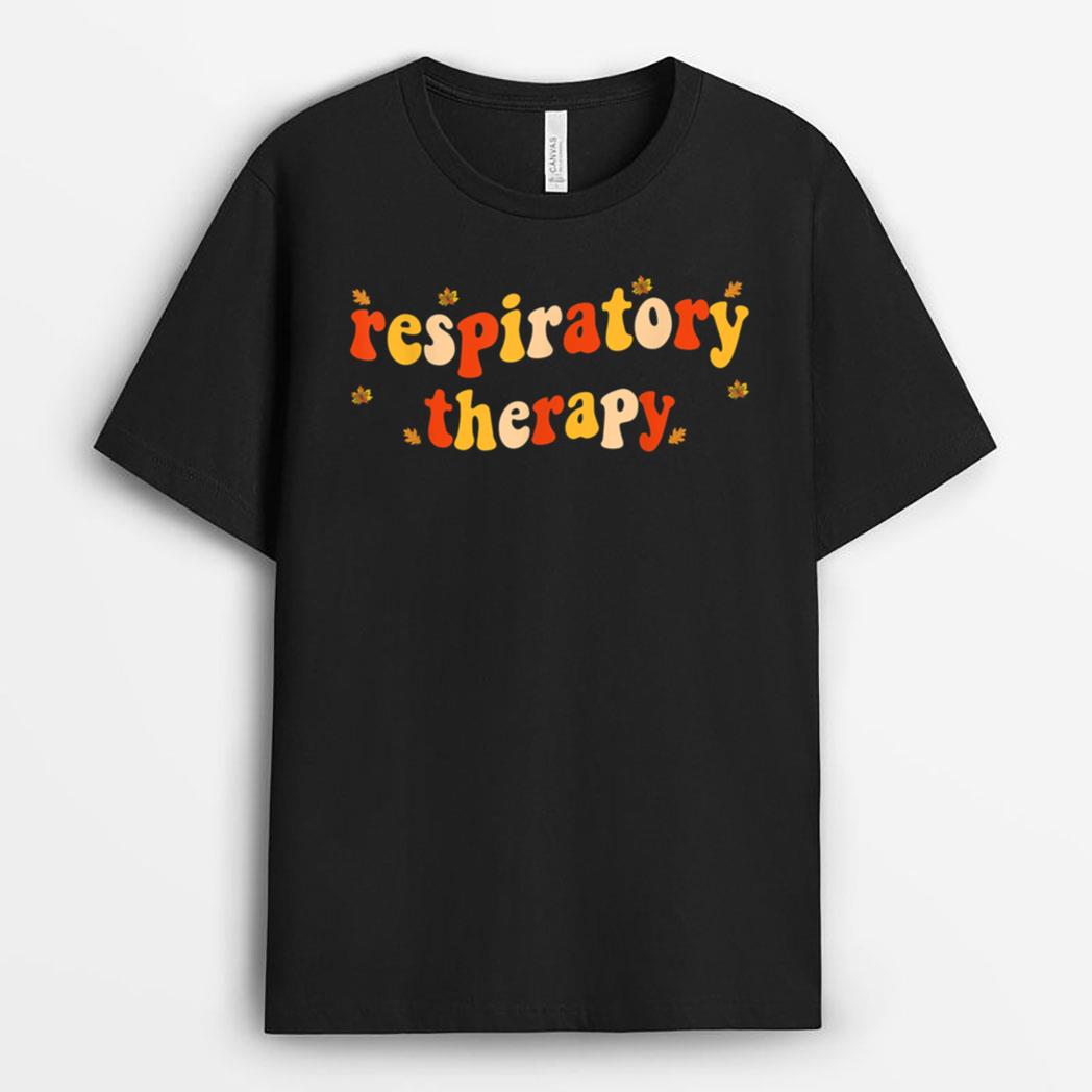 Funny Respiratory Therapy Pumpkin Autumn Tree Fall Leaves T-Shirt