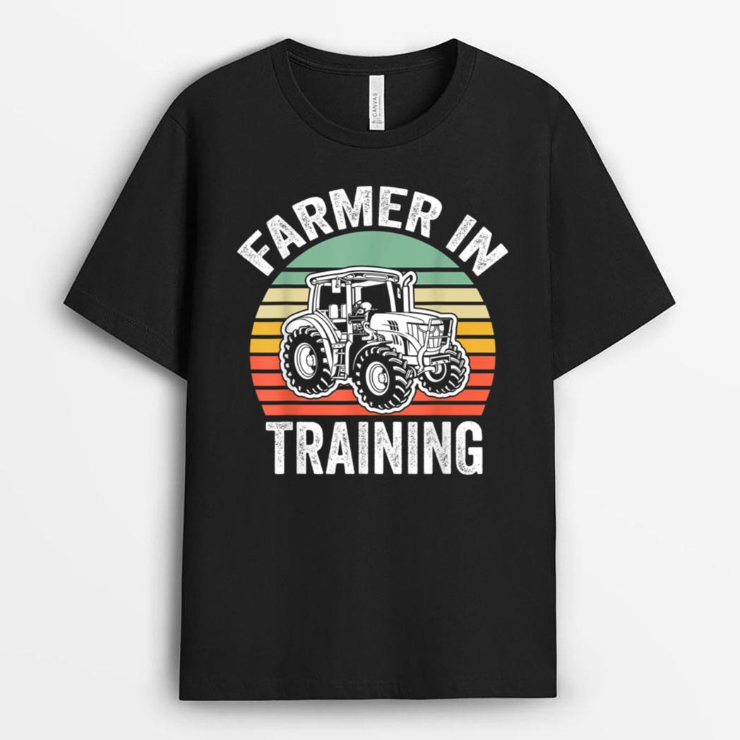 Funny Retro Vintage Tractor Boy Farmer In Training T-Shirt