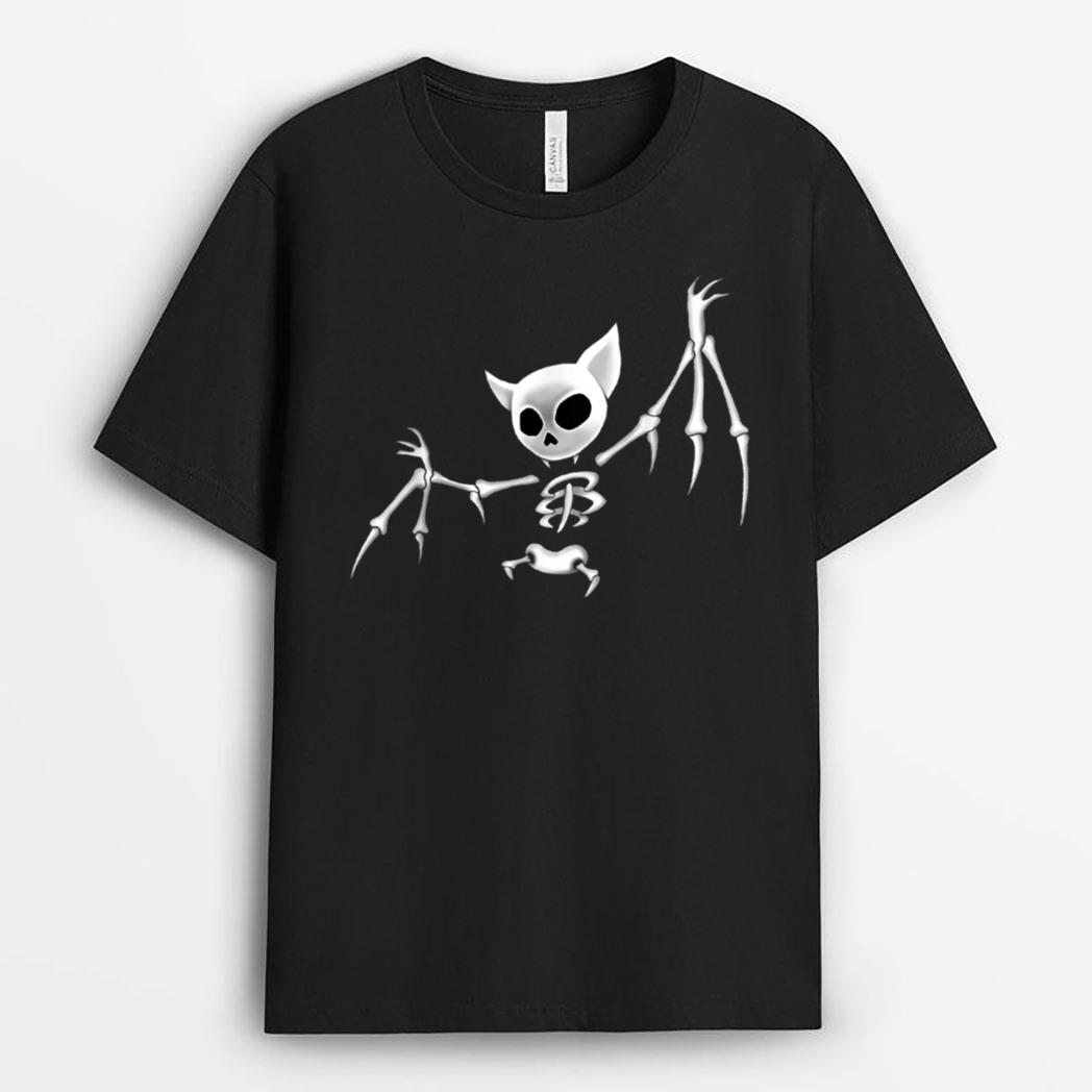 Funny Scary Dark Flying Skeleton Bat Halloween Clothing T-Shirt