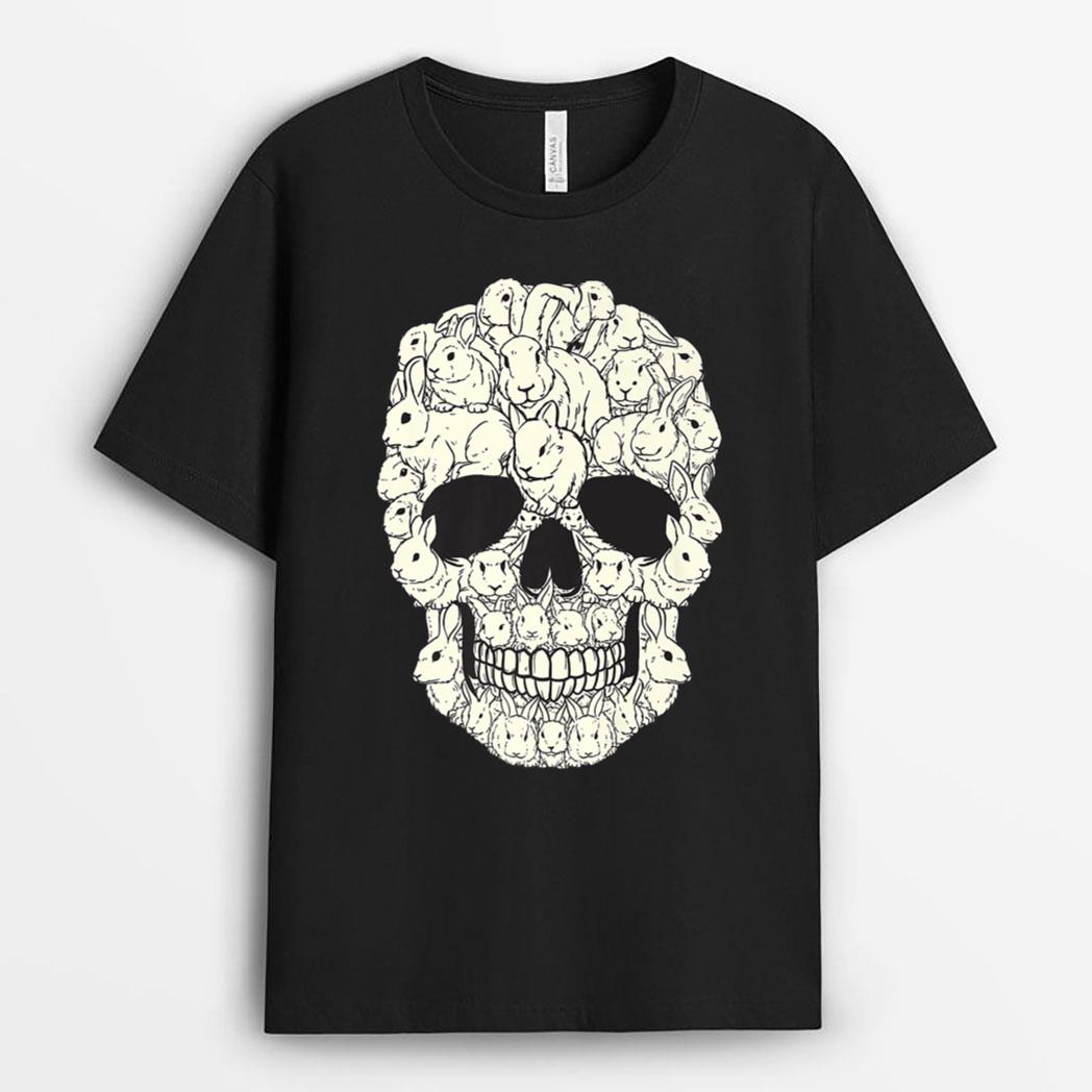 Funny Skull Made Of Rabbits Halloween T-Shirt