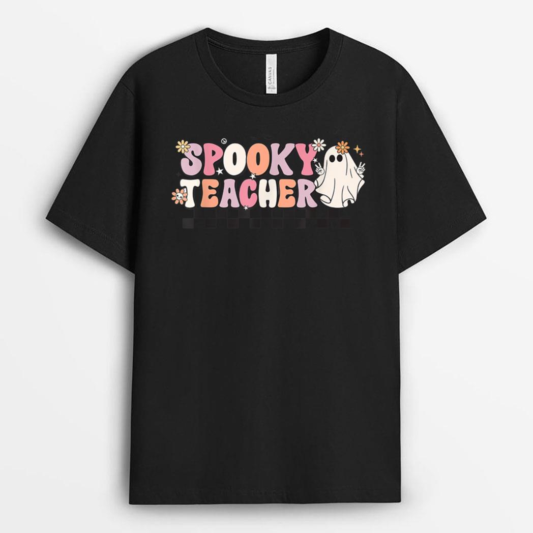 Funny Spooky Season Retro Spooky Teacher Halloween Costume Ver 1 T-Shirt