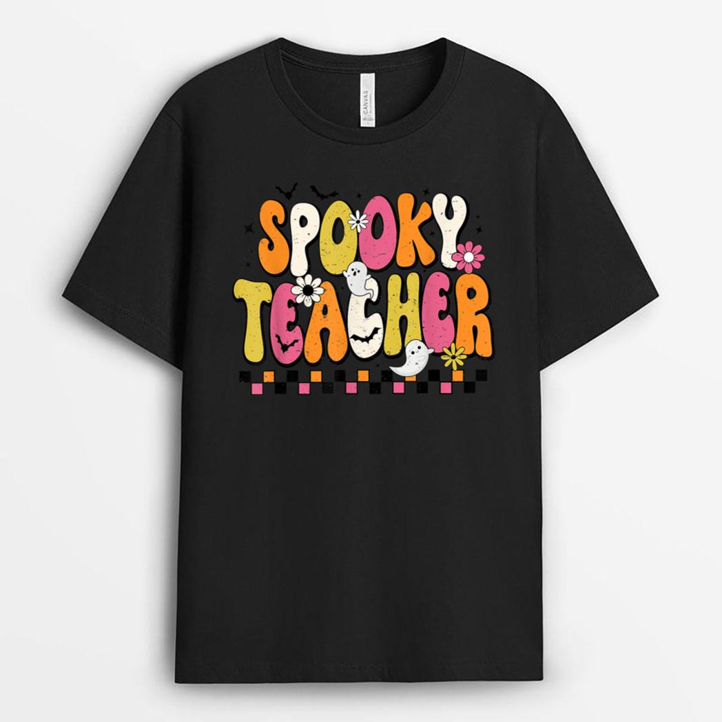 Funny Spooky Season Retro Spooky Teacher Halloween Costume Ver 2 T-Shirt