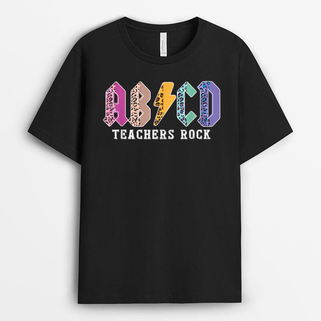 Funny Teacher ABCD Rocks Colorful Leopard skin T-Shirt