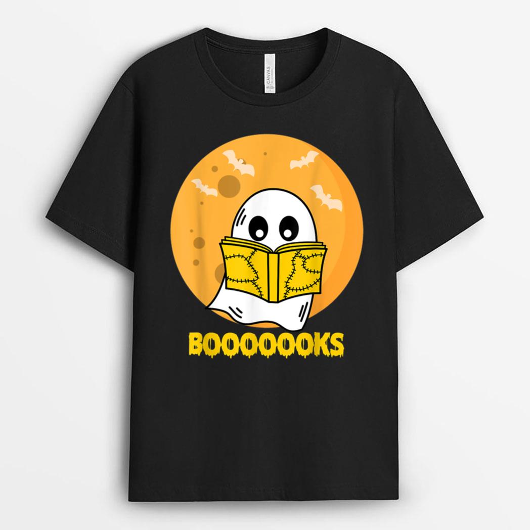 Funny Teacher Halloween Ghost booooooks boo read books T-Shirt