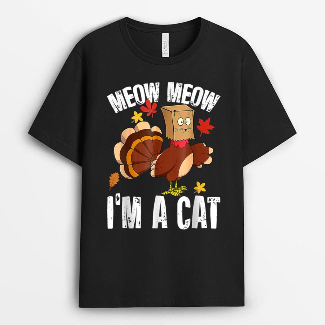 Funny Thanksgiving Cool Turkey Fake Cat T-Shirt