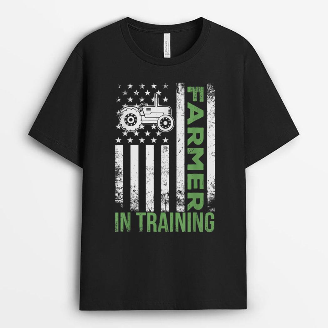 Funny Vintage Tractor Idea Farmer In Training T-Shirt