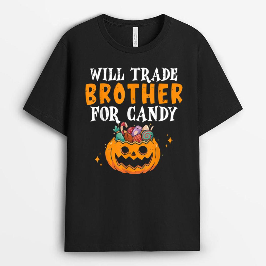 Funny Will Trade Brother For Candy Halloween Kids Boys Girls T-Shirt