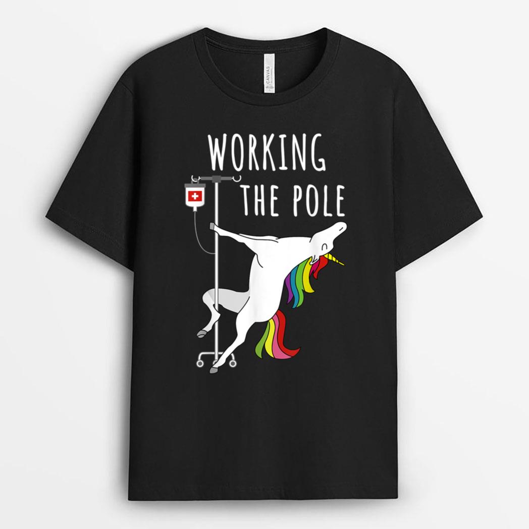 Funny Working The IV pole ER Nurse Emergency Room Nursing T-Shirt