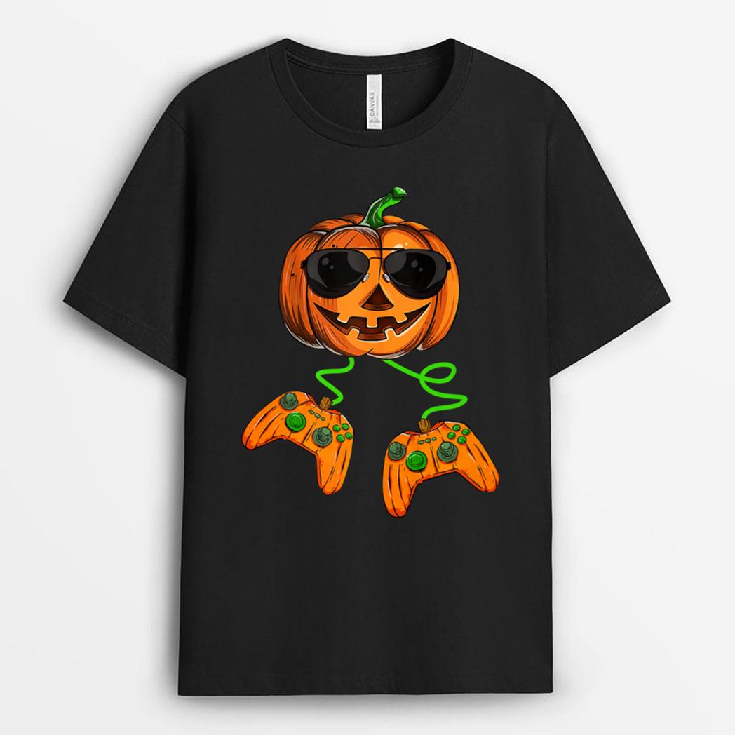 Gaming Jack O Lantern Gamer Funny Halloween T-Shirt