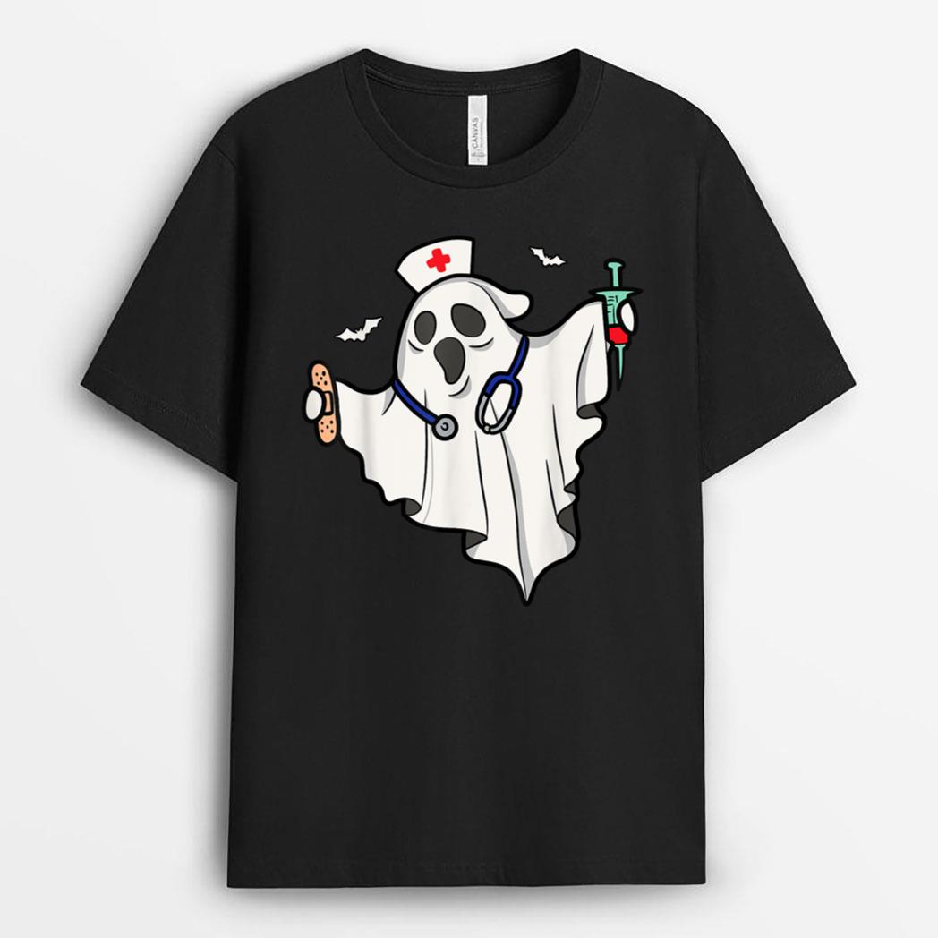 Ghost Boo Nurse Crew Funny Halloween Nursing Costume RN T-Shirt