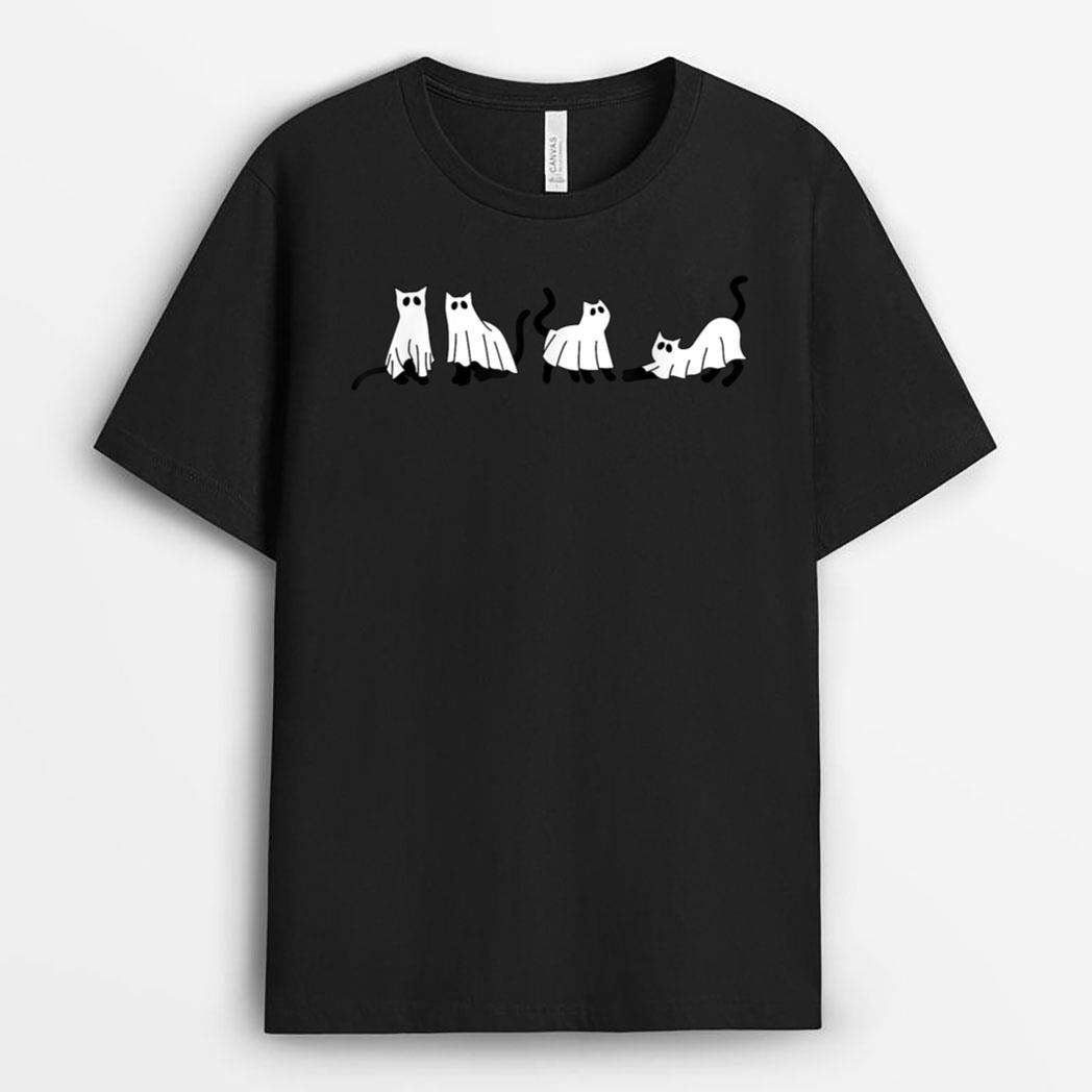 Ghost Cats Halloween Costume For Cat Lovers T-Shirt