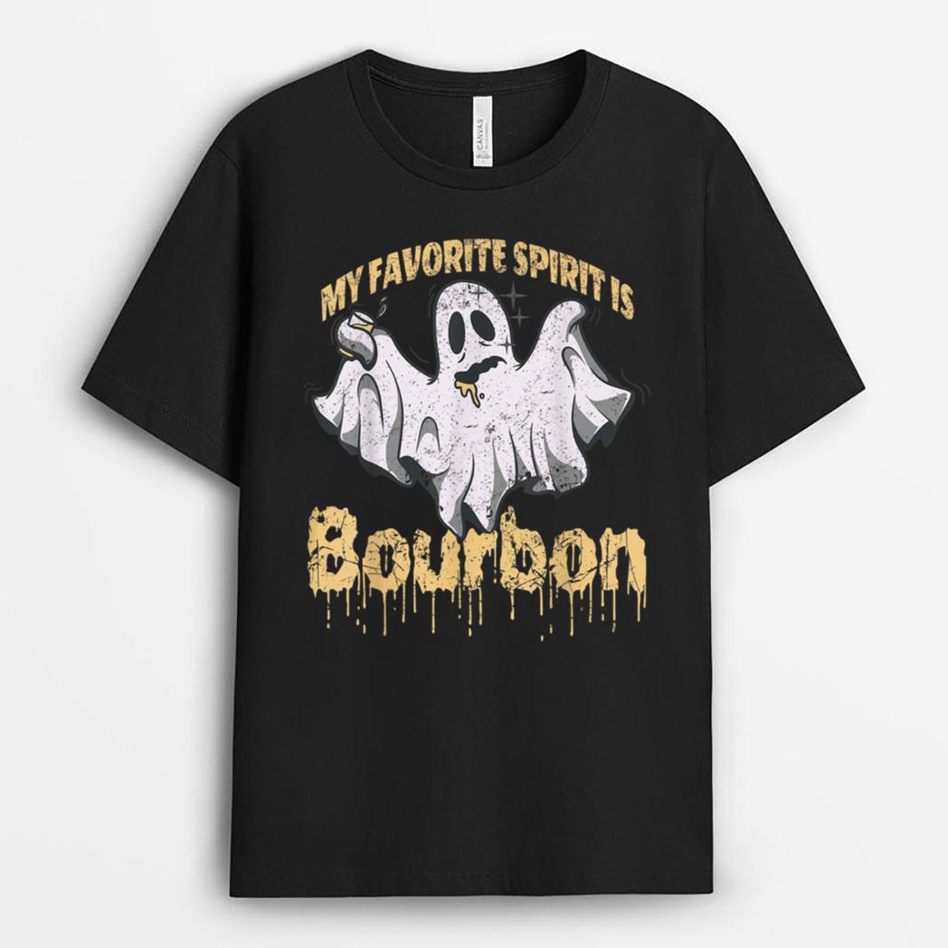 Ghost favorite spirit is Bourbon Halloween drinking T-Shirt