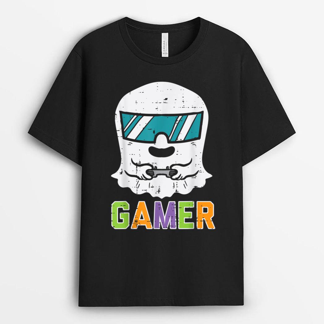 Ghost Gamer Funny Halloween Video Game Gaming T-Shirt