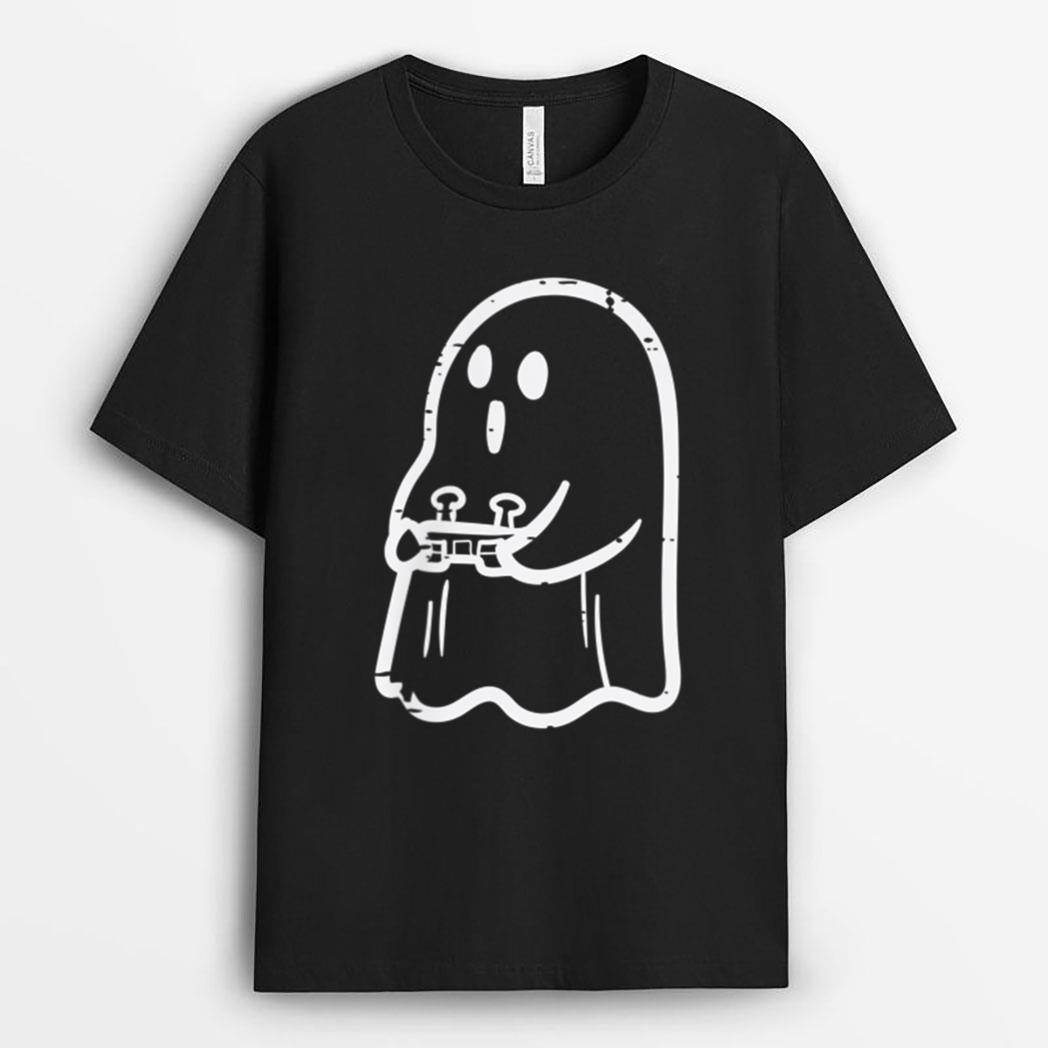 Ghost Gamer Pocket Retro Halloween Video Gaming Costume T-Shirt