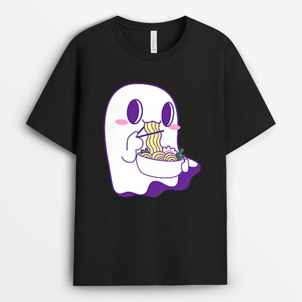 Ghost Lazy kawaii Ra bowl Halloween Costume Funny Anime T-Shirt