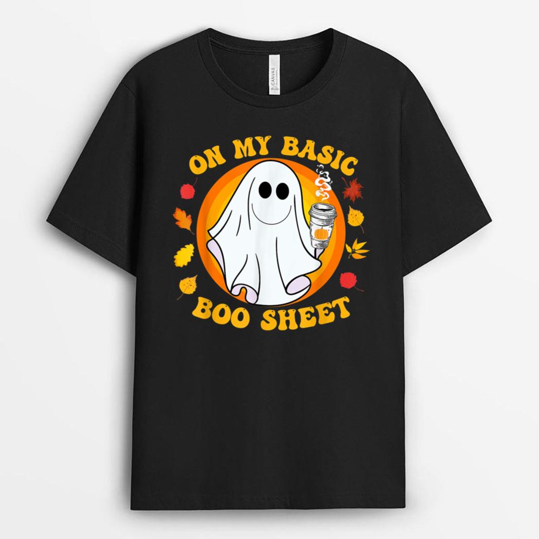 Ghost Pumpkin Spice Latte Fall Vibe Halloween Funny Basic T-Shirt