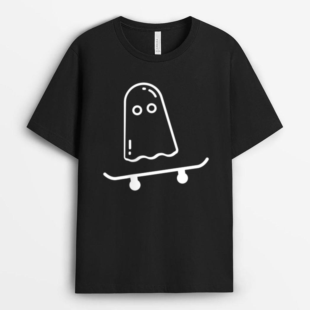 Ghost Skateboard Lazy Halloween Costume Funny Skateboarding Ver 2 T-Shirt