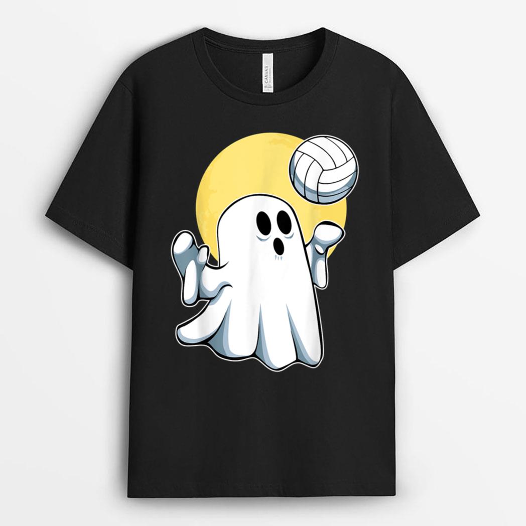 Ghost Volleyball Player Lazy Halloween Costume Cute Sport T-Shirt