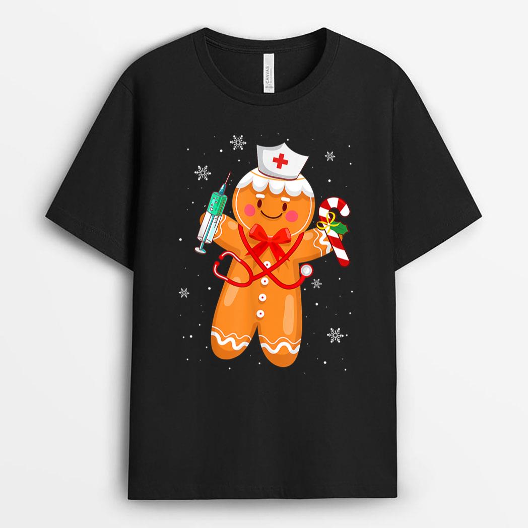 Gingerbread Nurse Christmas Cookies Baking Nursing Costume T-Shirt