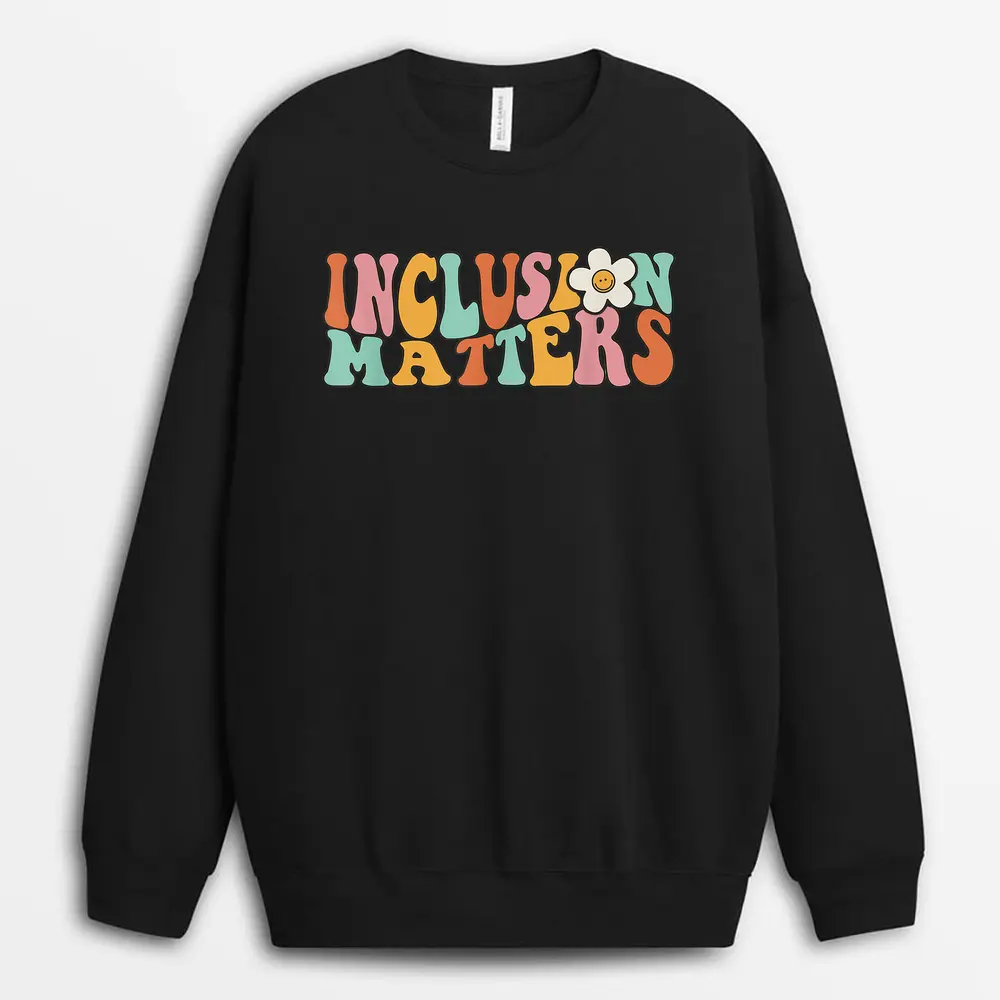 Gnoovy Vintage Inclusion Matters Special Education Teacher Sweatshirt - Black