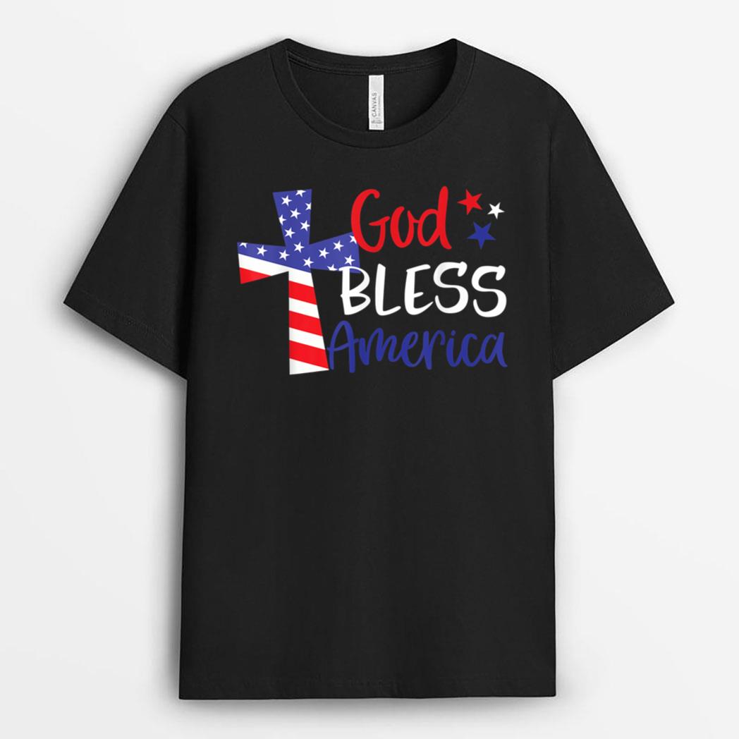 God Bless America Christian Religious American Flag T-Shirt