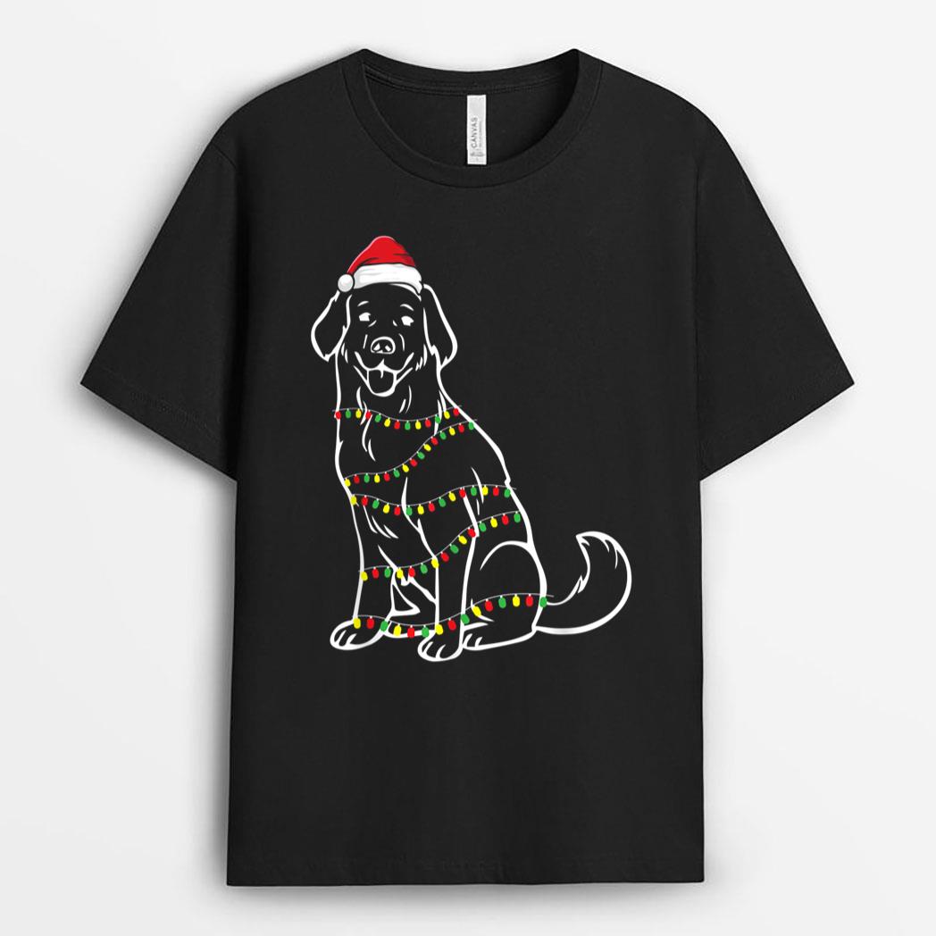 Golden Retriever Christmas Tree Lights X-Mas Cute Dog Puppy T-Shirt