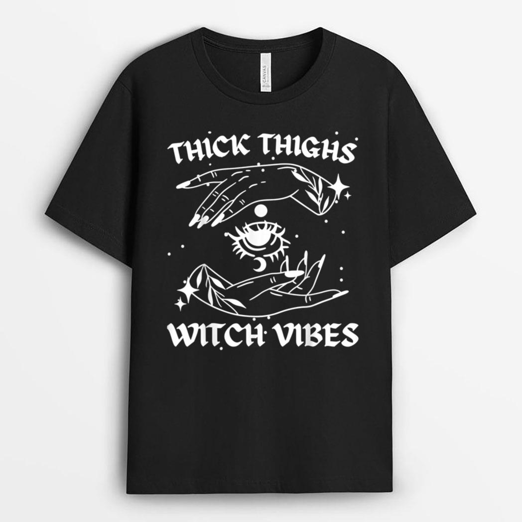 Gothic Thick Thighs Witch Vibes Halloween T-Shirt