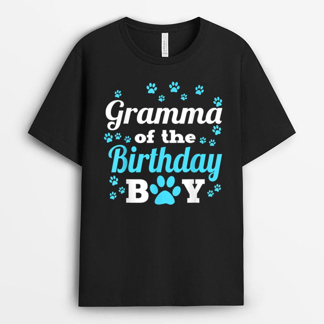 Gramma Of The Birthday Boy Dog Paw Bday Party Celebration T-Shirt