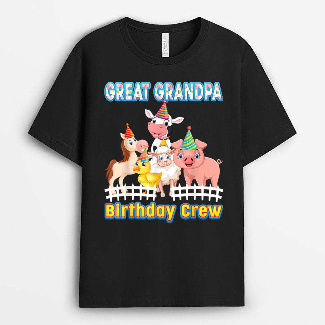 Great Grandpa Of The Birthday Crew Farmer Farm Animals T-Shirt